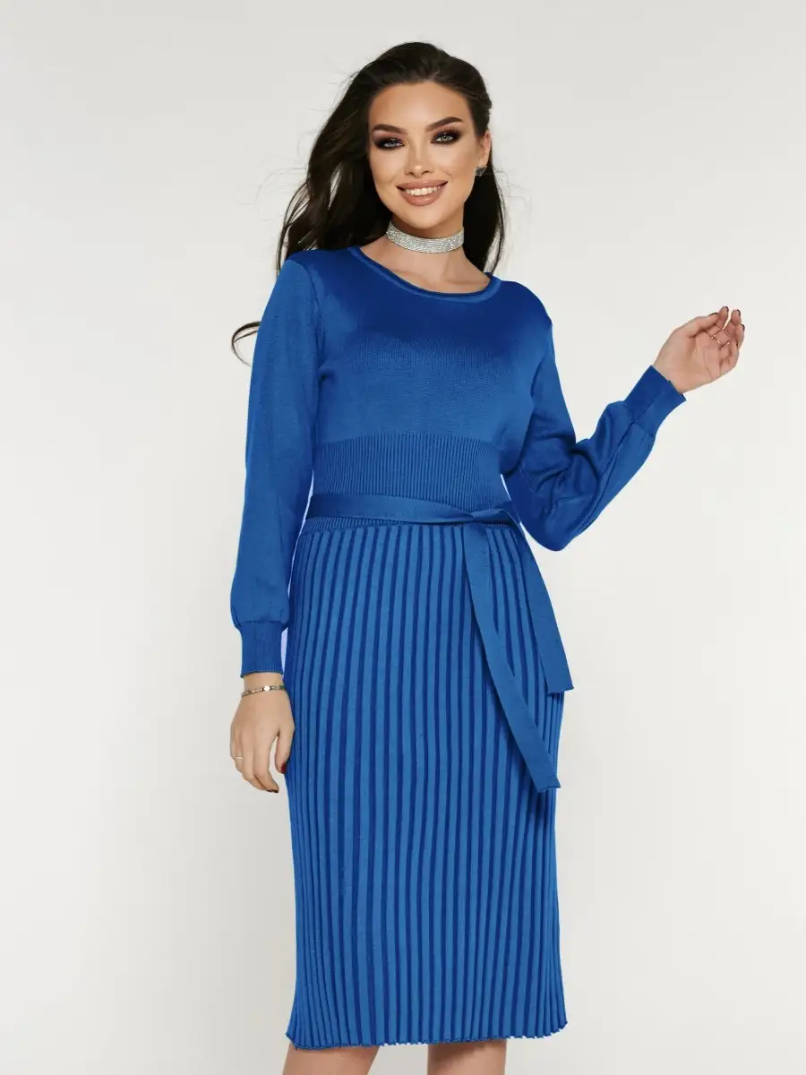 Платье женское вечернее теплое трикотажное офисное миди