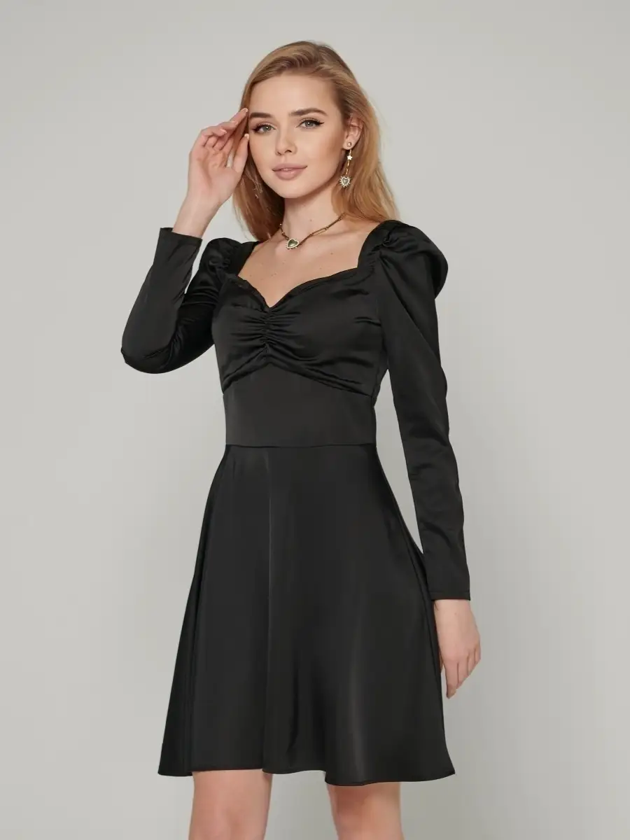 Платье женское атласное нарядное шелковое коктейльное