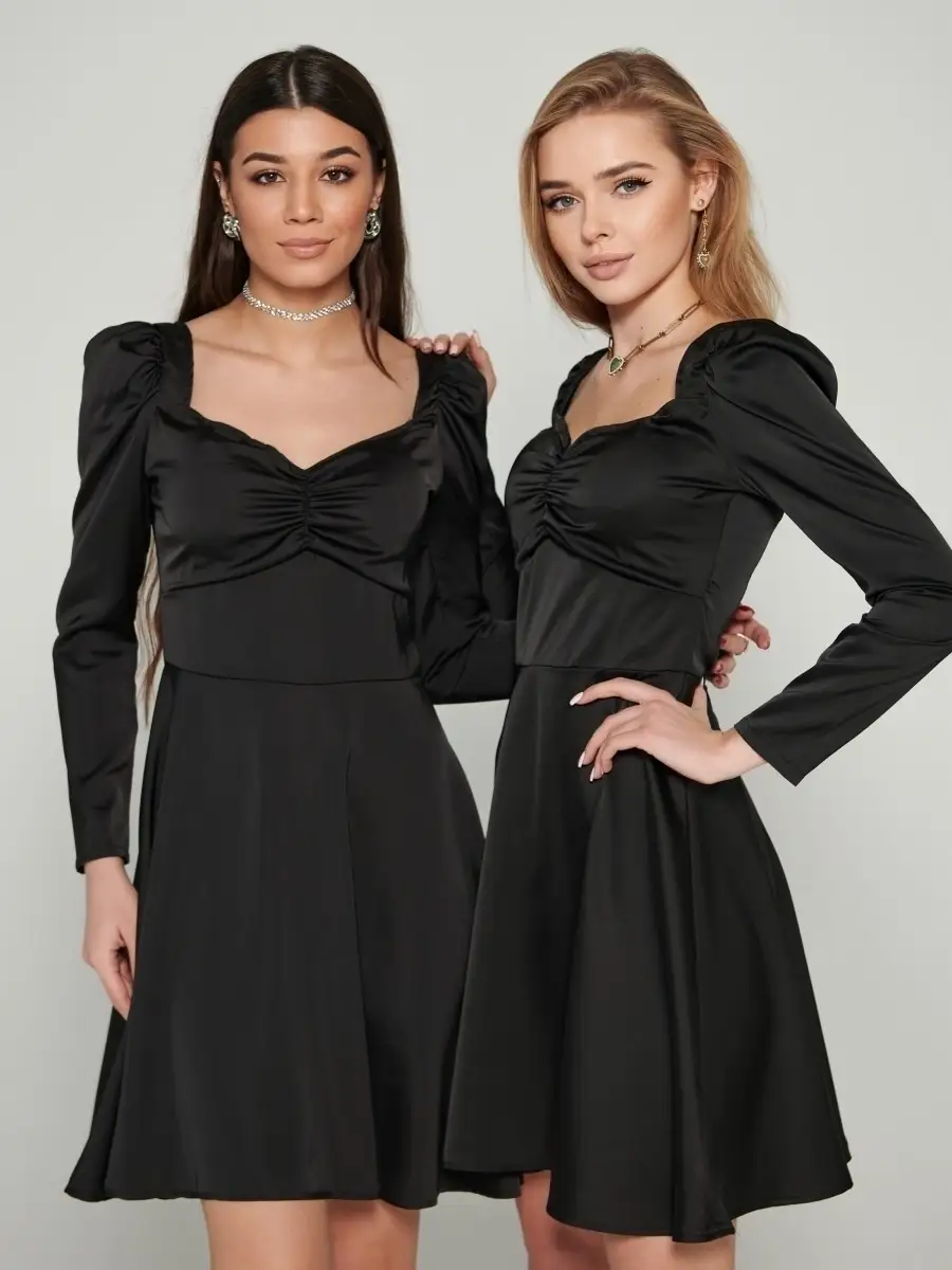 Платье женское атласное нарядное шелковое коктейльное