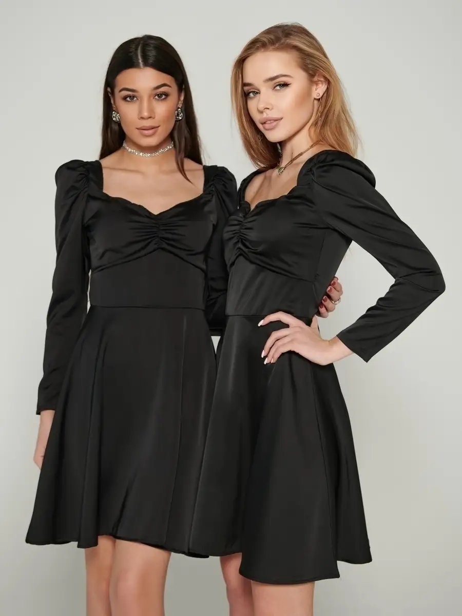 Платье женское атласное нарядное шелковое коктейльное