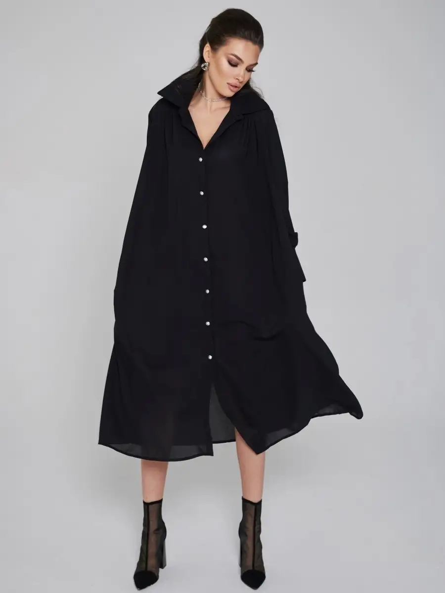 Черное платье женское шифоновое свободное нарядное