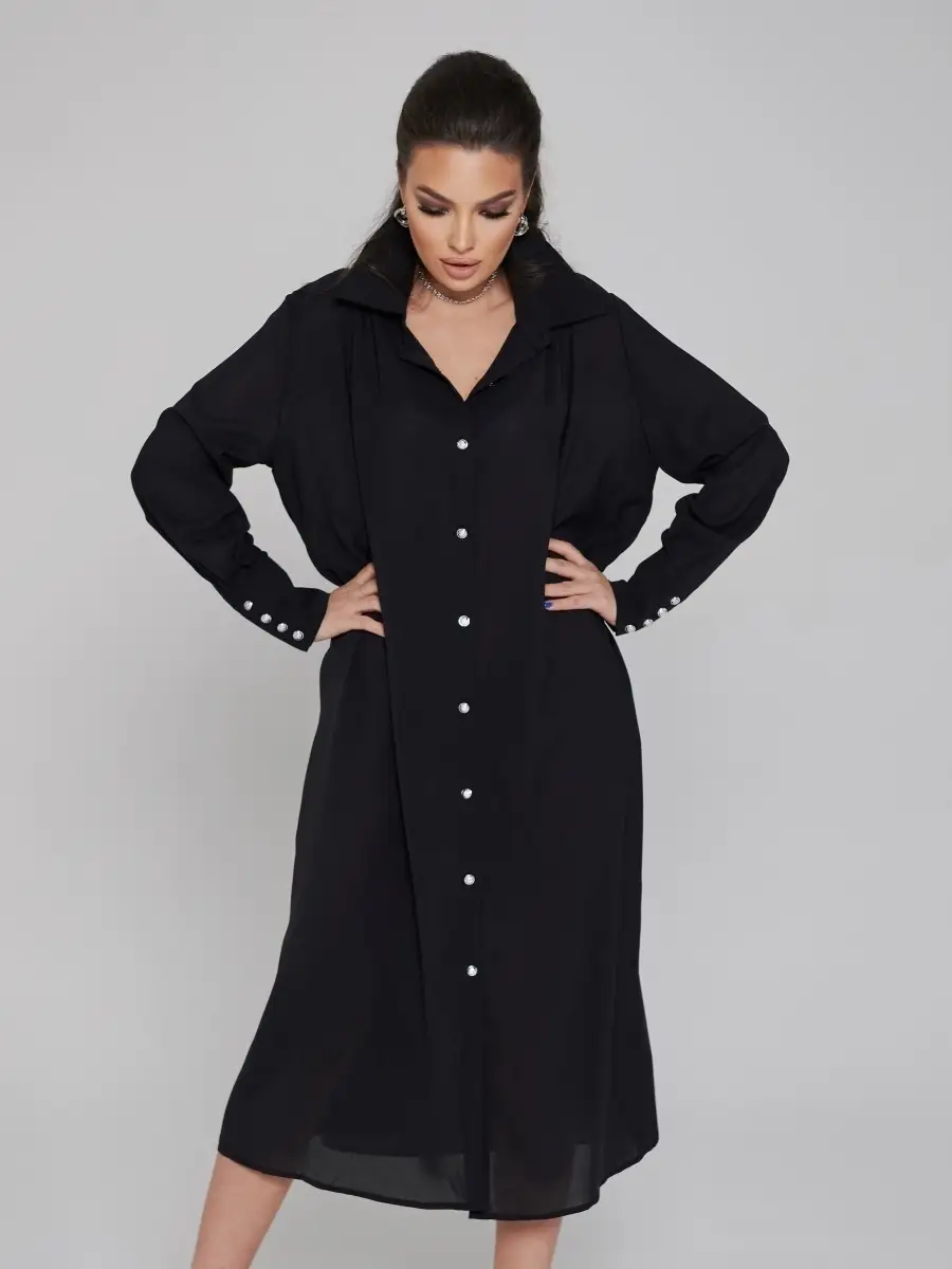 Черное платье женское шифоновое свободное нарядное