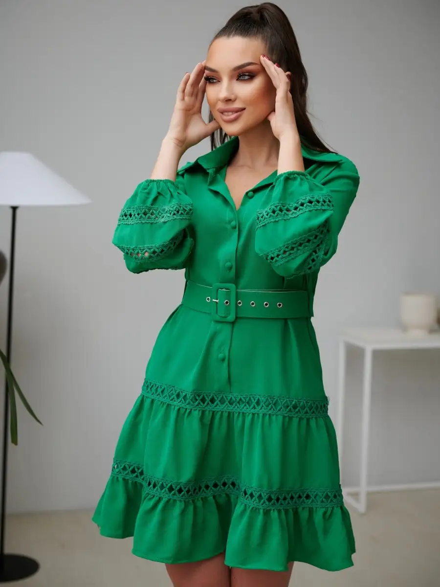 Платье женское с поясом весеннее