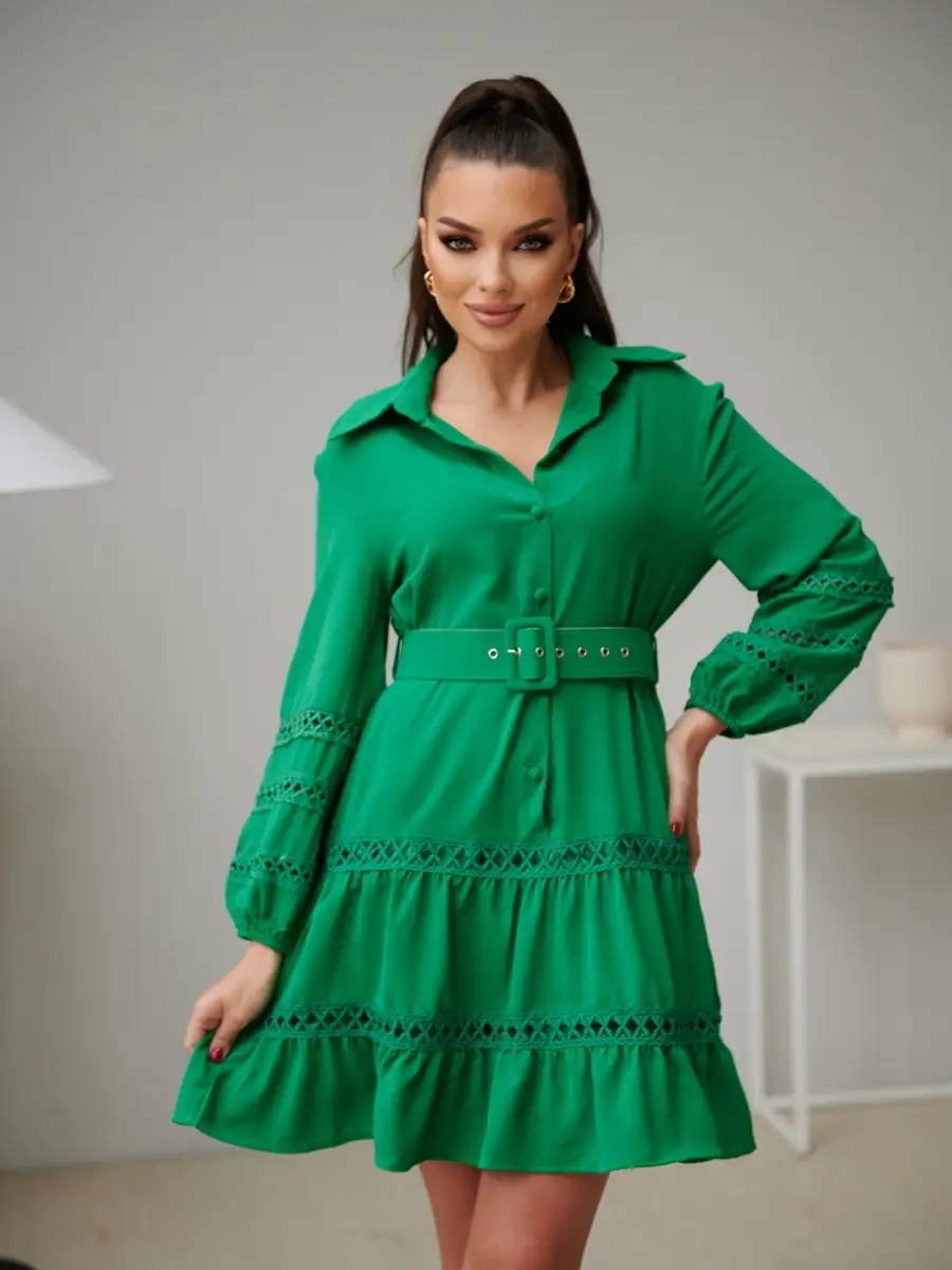 Платье женское с поясом весеннее