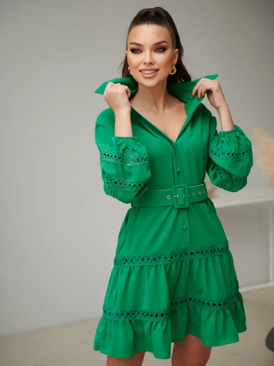 Платье женское с поясом весеннее