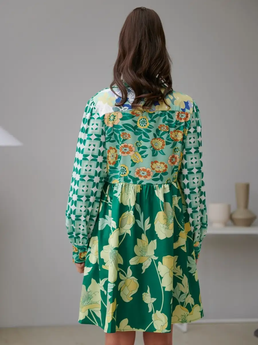 Зеленое платье женское повседневное в офис