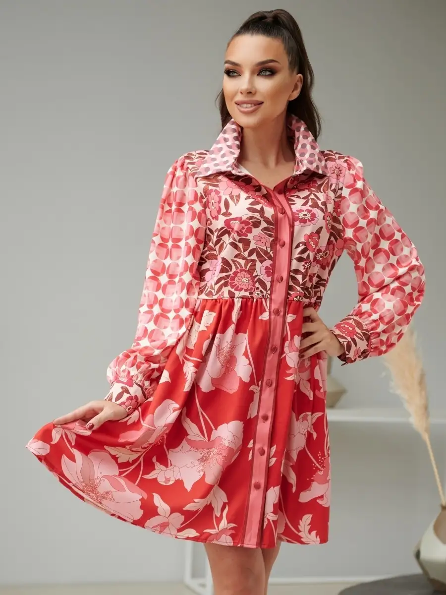 Красное платье женское повседневное в офис