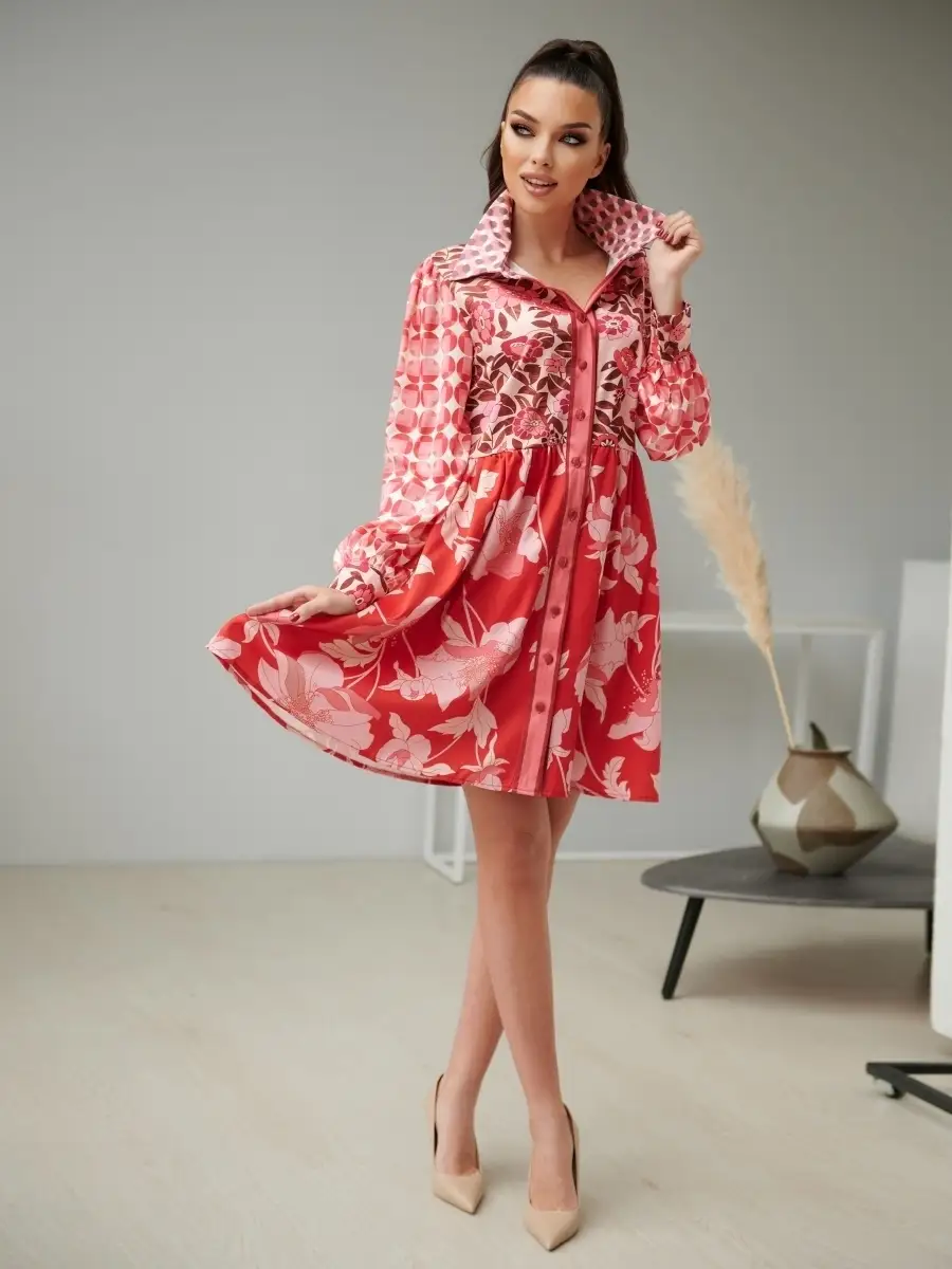 Красное платье женское повседневное в офис