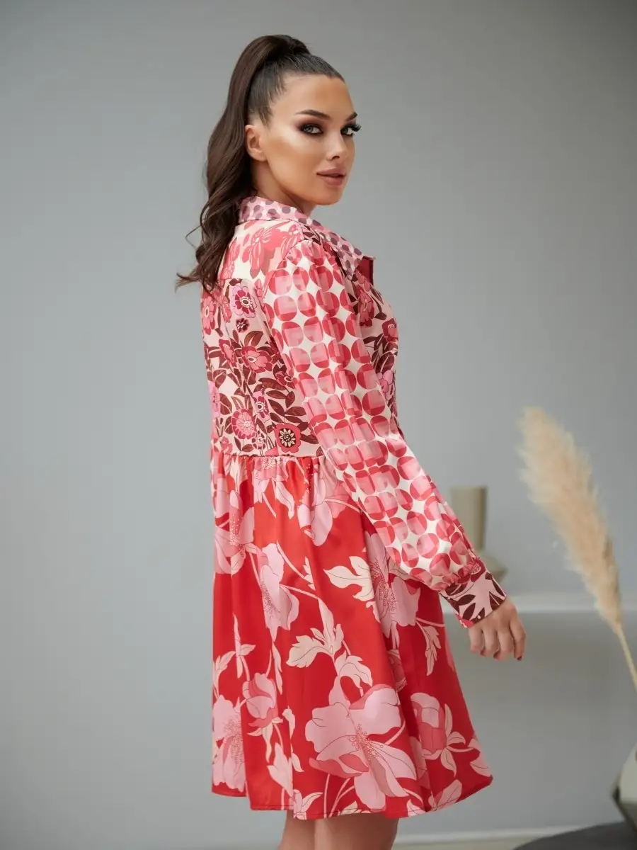 Красное платье женское повседневное в офис