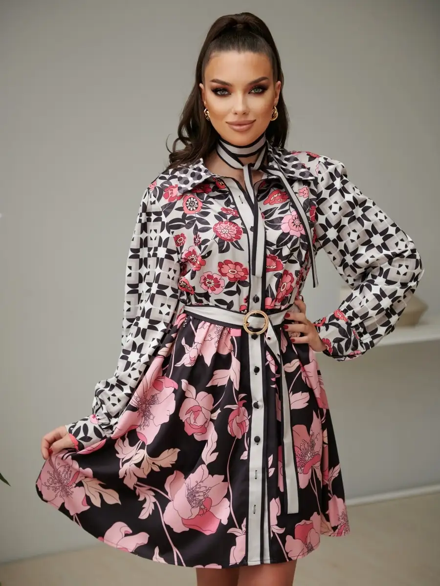 Черное платье женское повседневное в офис