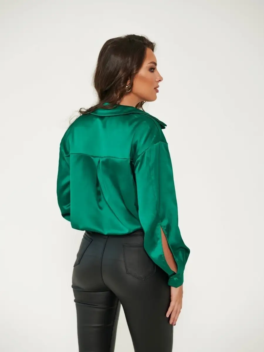 Зеленая блузка женская школьная офисная нарядная