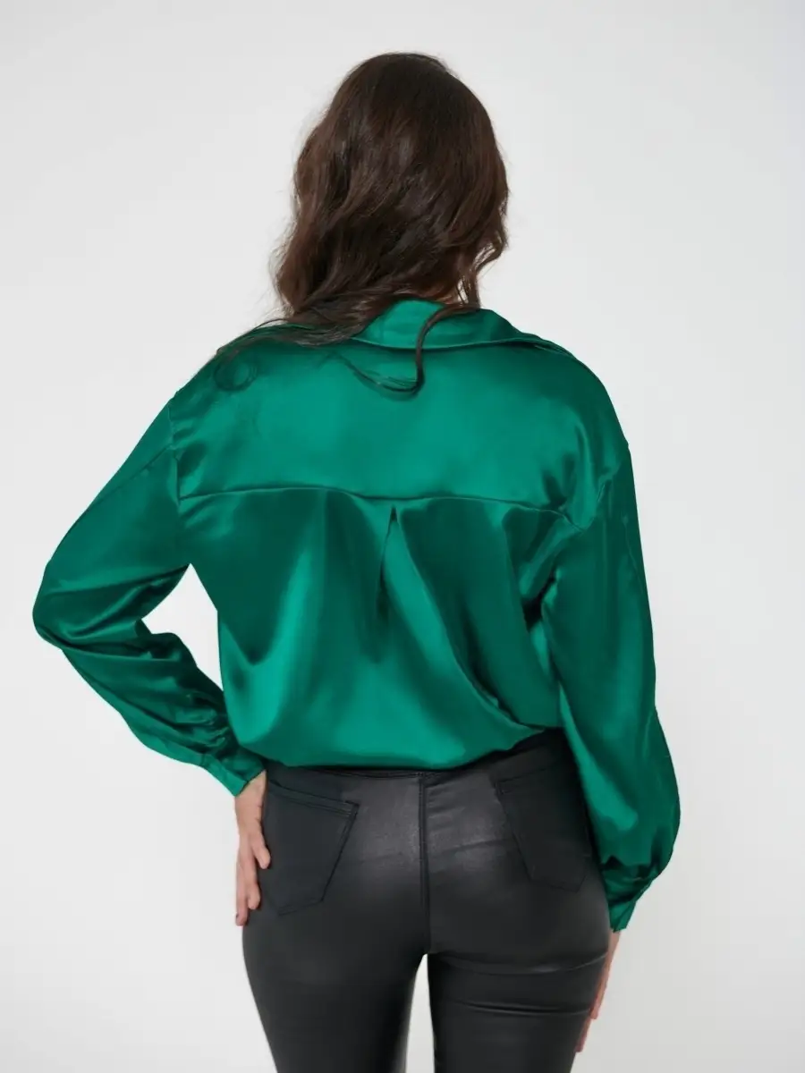 Зеленая блузка женская школьная офисная нарядная