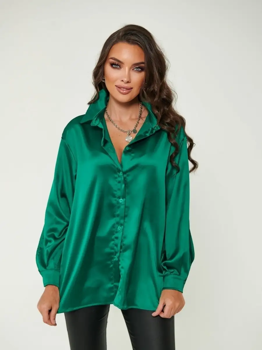 Зеленая блузка женская школьная офисная нарядная