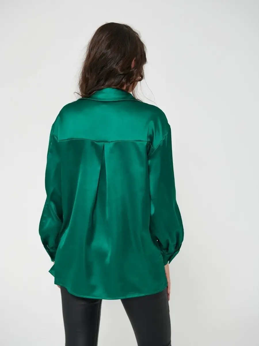 Зеленая блузка женская школьная офисная нарядная