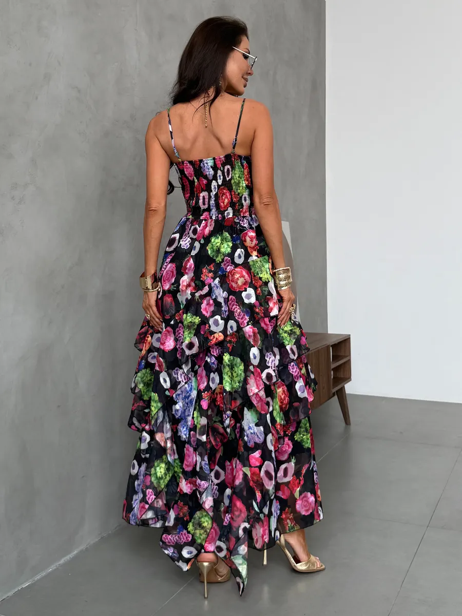 Коричневое летнее легкое платье праздничное длинное