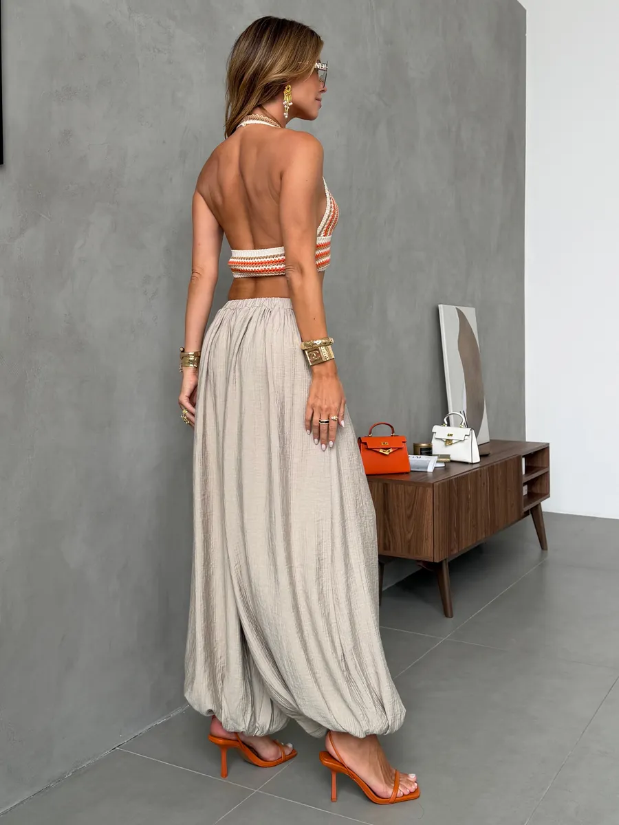 Летние легкие брюки алладины на резинке