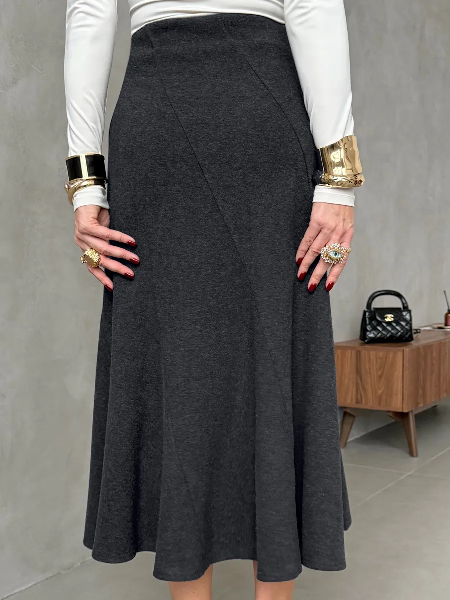 Серая юбка женская теплая длинная