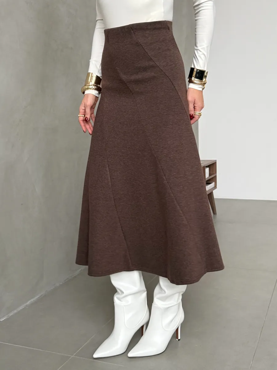 Коричневая юбка женская теплая длинная