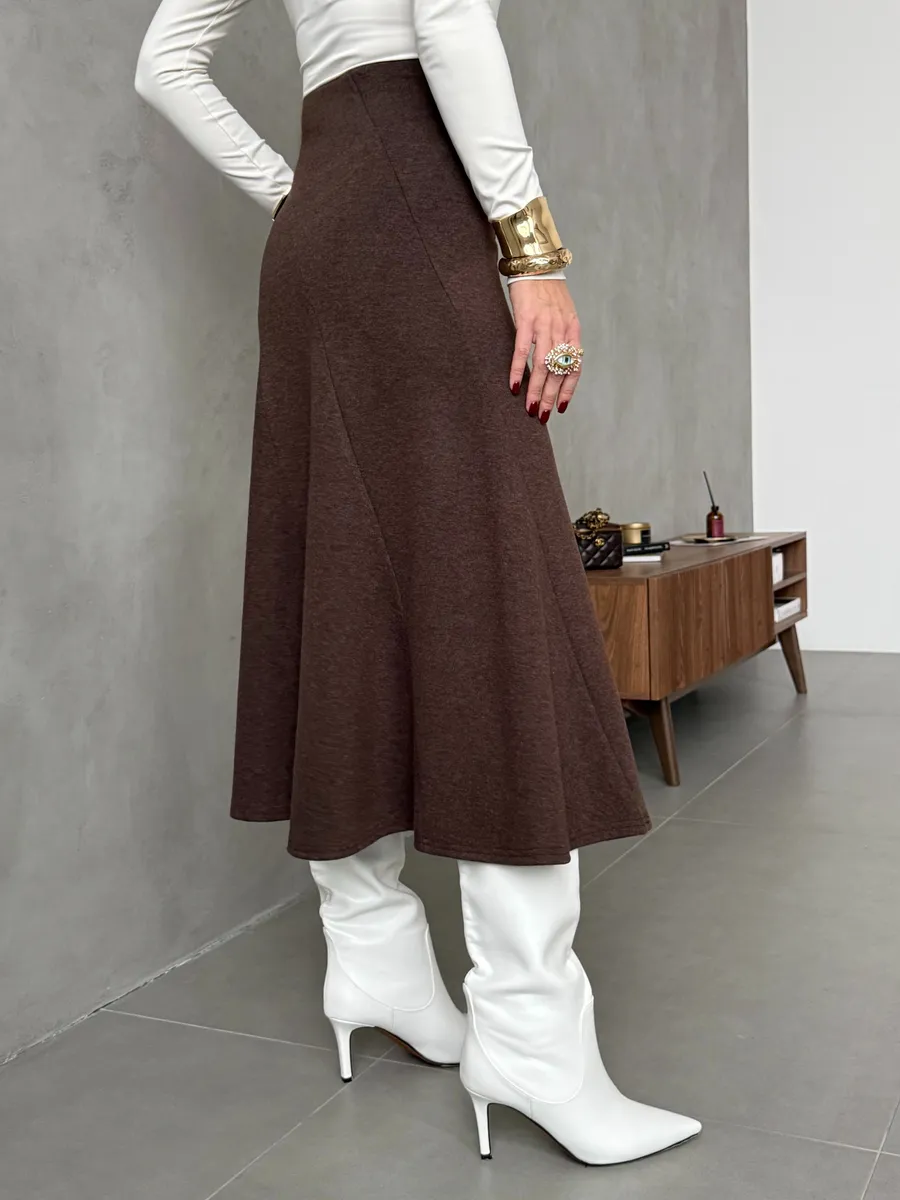 Коричневая юбка женская теплая длинная