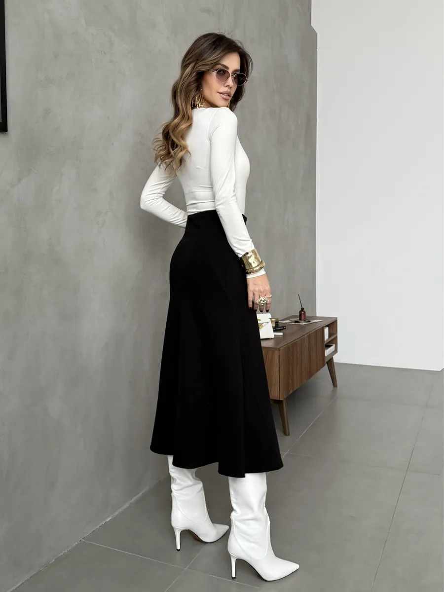 Черная юбка женская теплая длинная