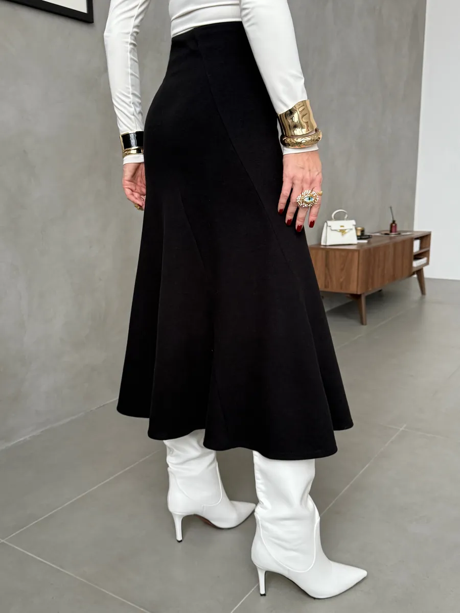 Черная юбка женская теплая длинная