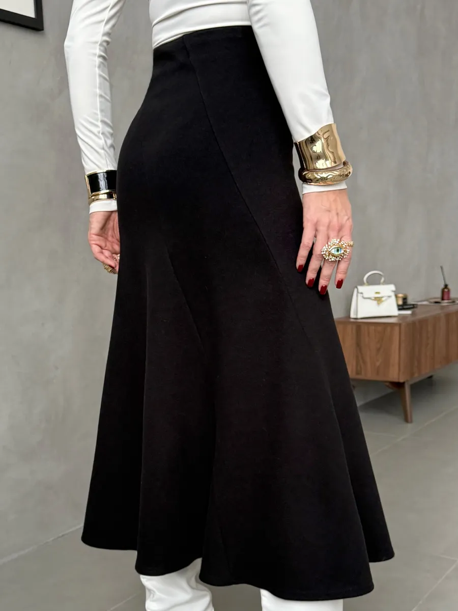 Черная юбка женская теплая длинная