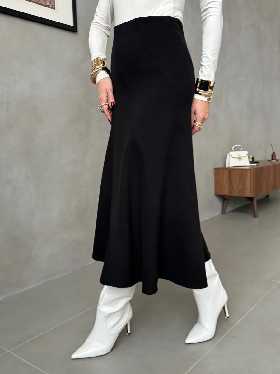 Черная юбка женская теплая длинная