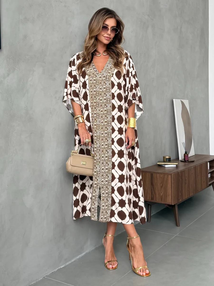 Бежевое летнее легкое платье повседневное домашнее