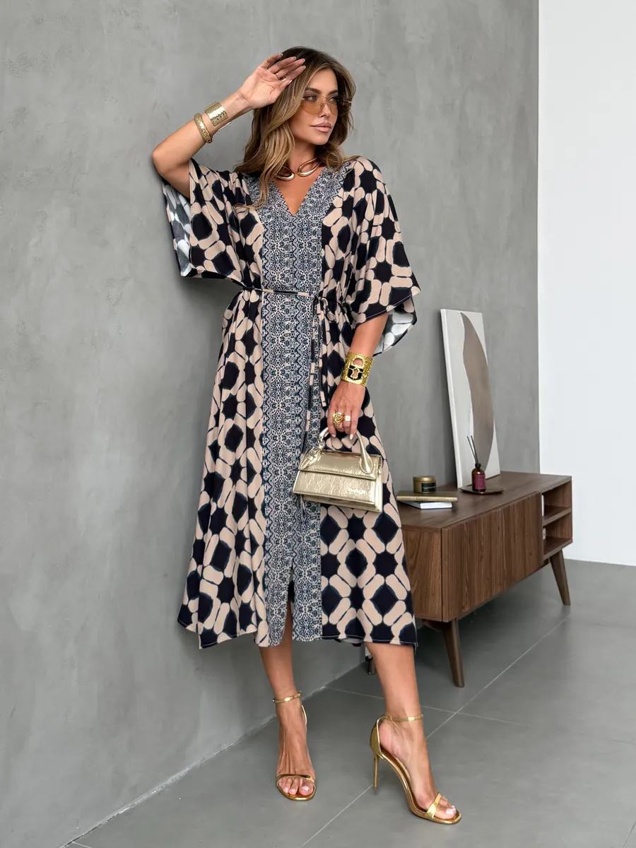 Коричневое летнее легкое платье повседневное домашнее