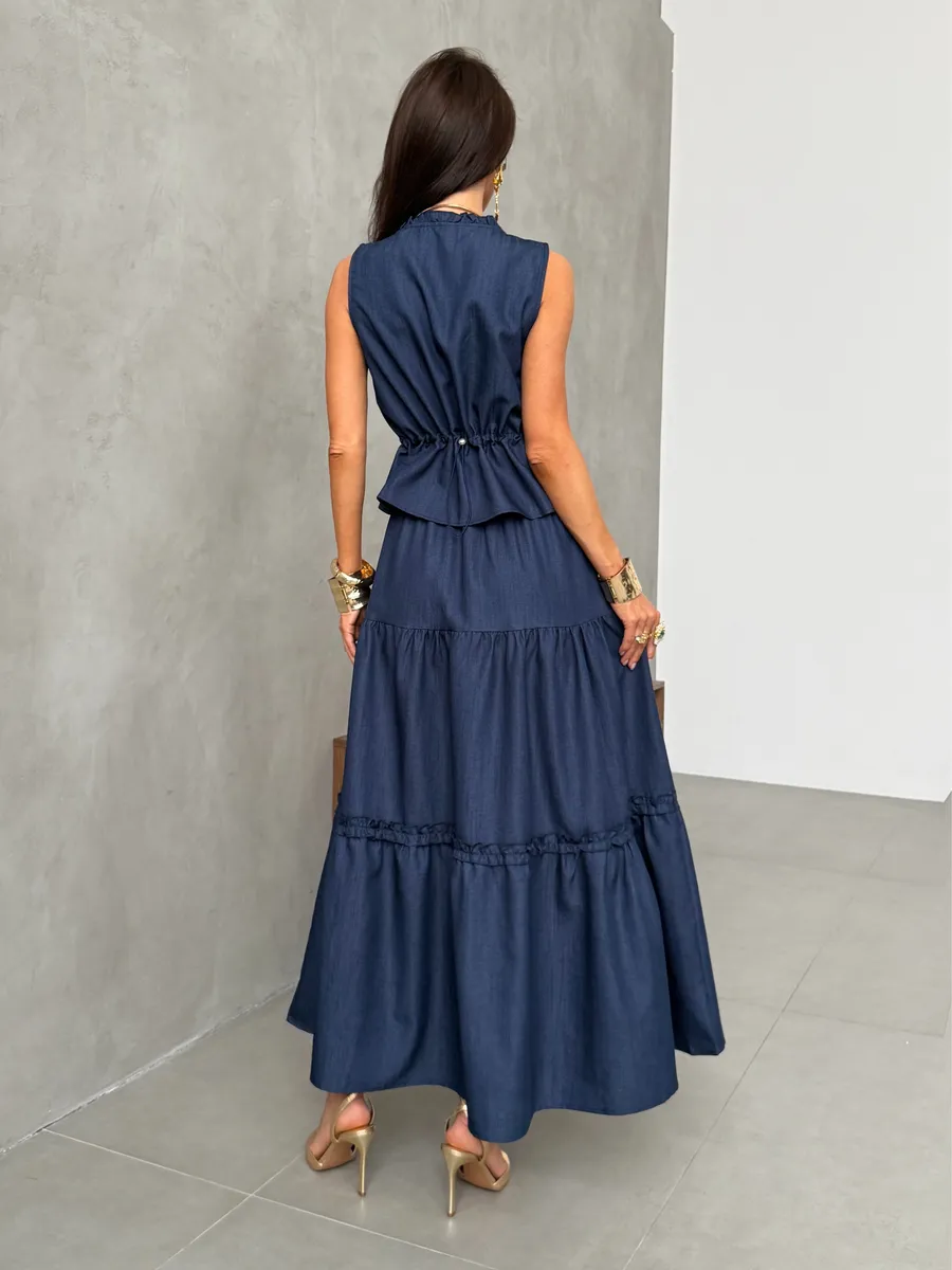 Костюм праздничный летний с юбкой и жилетом