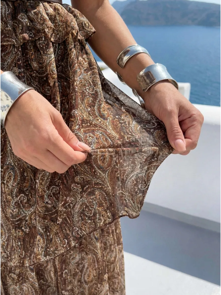 Коричневое летнее платье сарафан праздничное повседневное миди