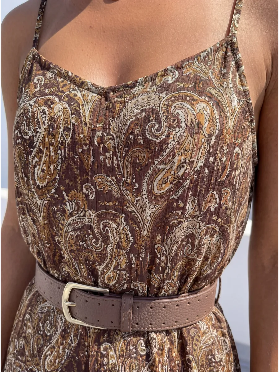 Коричневое летнее платье сарафан праздничное повседневное миди