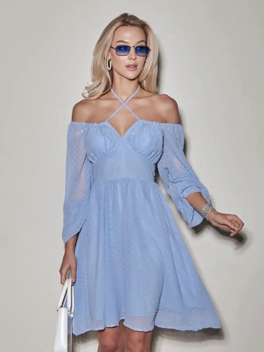 Голубое платье вечернее нарядное