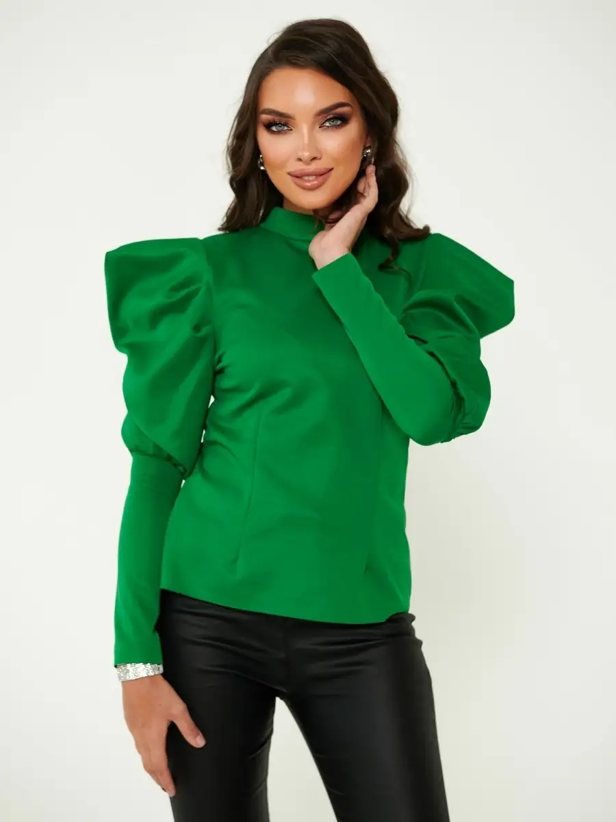 Зеленая кофта женская с длинным рукавом