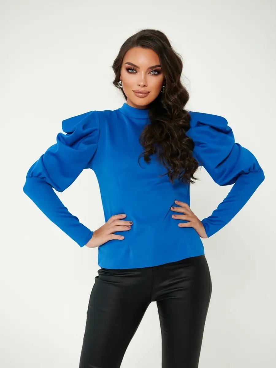 Синяя кофта женская с длинным рукавом