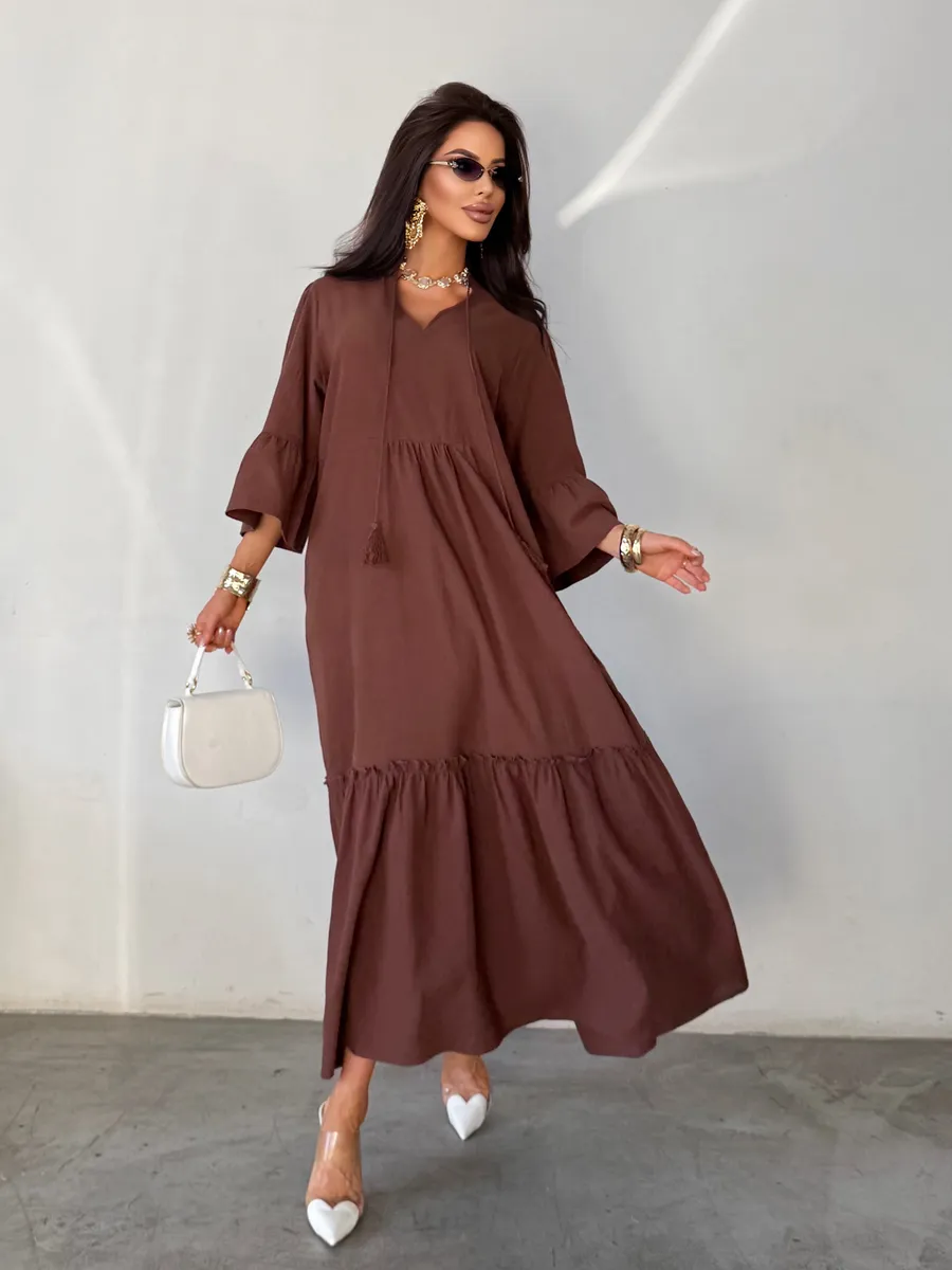 Летнее длинное платье макси в стиле бохо