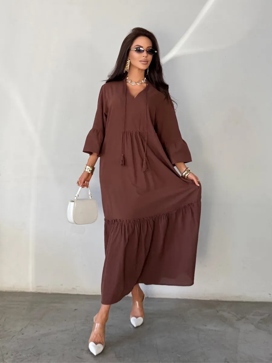 Летнее длинное платье макси в стиле бохо