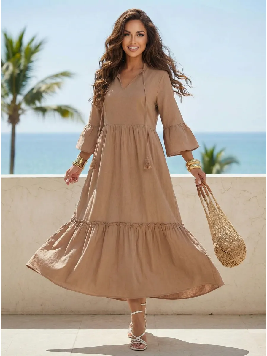 Летнее длинное платье макси в стиле бохо