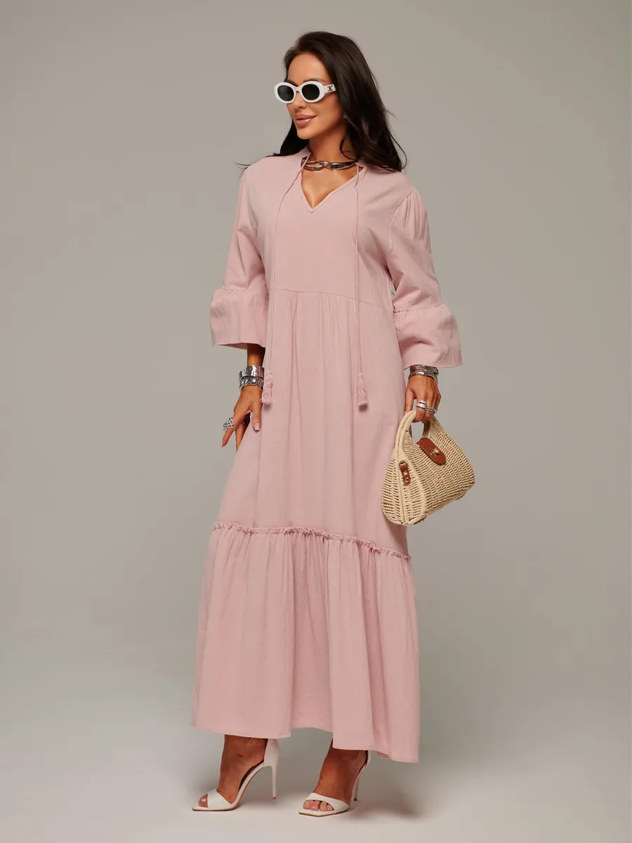 Летнее длинное платье макси в стиле бохо