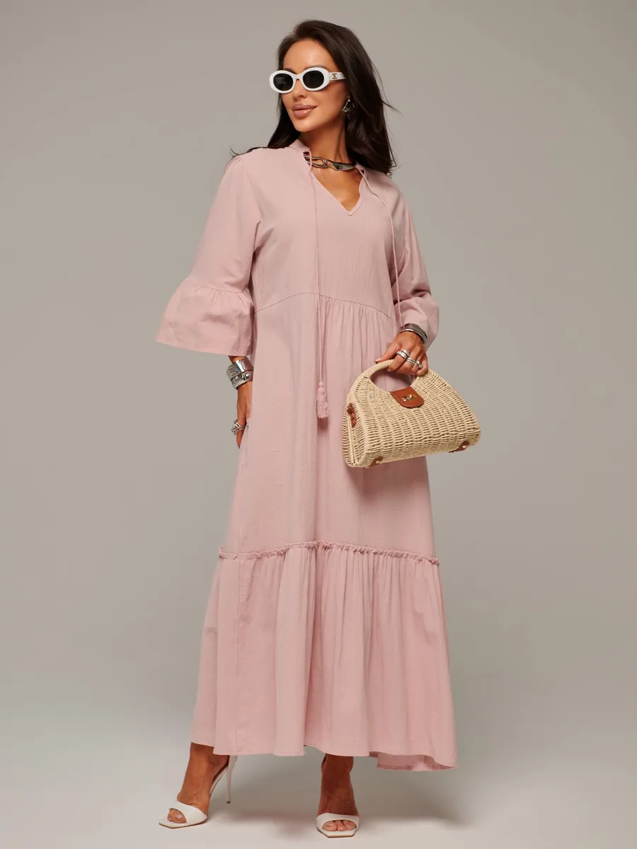 Летнее длинное платье макси в стиле бохо