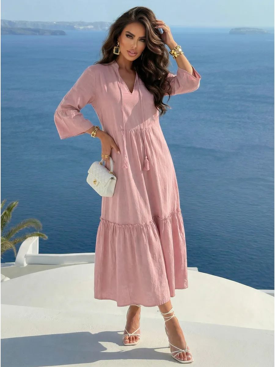 Летнее длинное платье макси в стиле бохо