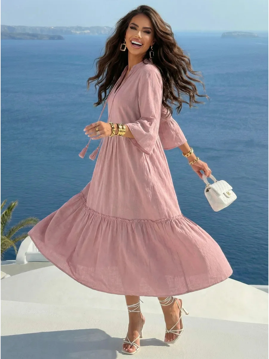 Летнее длинное платье макси в стиле бохо