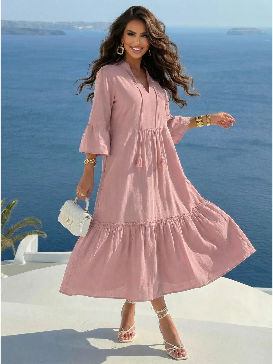 Летнее длинное платье макси в стиле бохо