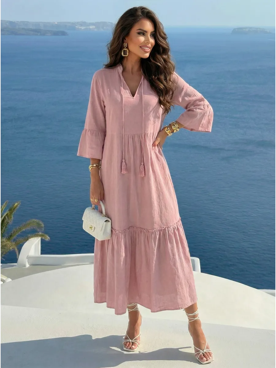 Летнее длинное платье макси в стиле бохо