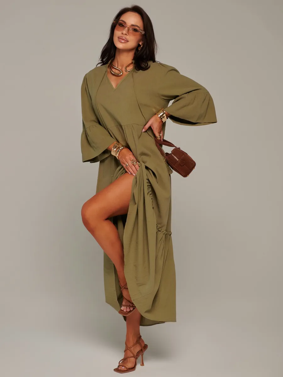 Летнее длинное платье макси в стиле бохо