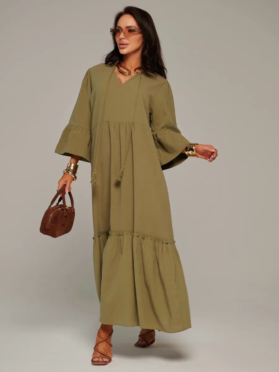 Летнее длинное платье макси в стиле бохо