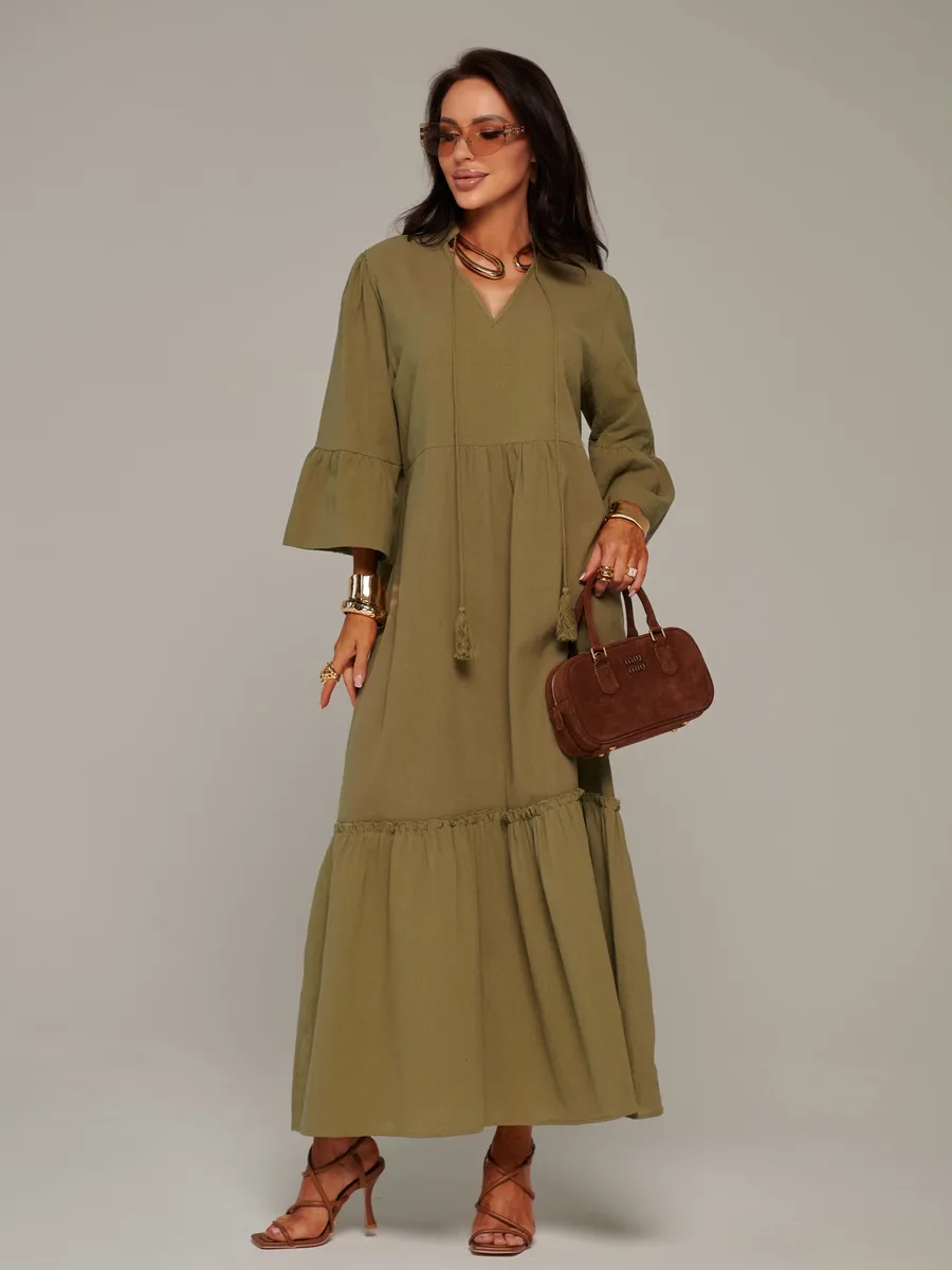 Летнее длинное платье макси в стиле бохо