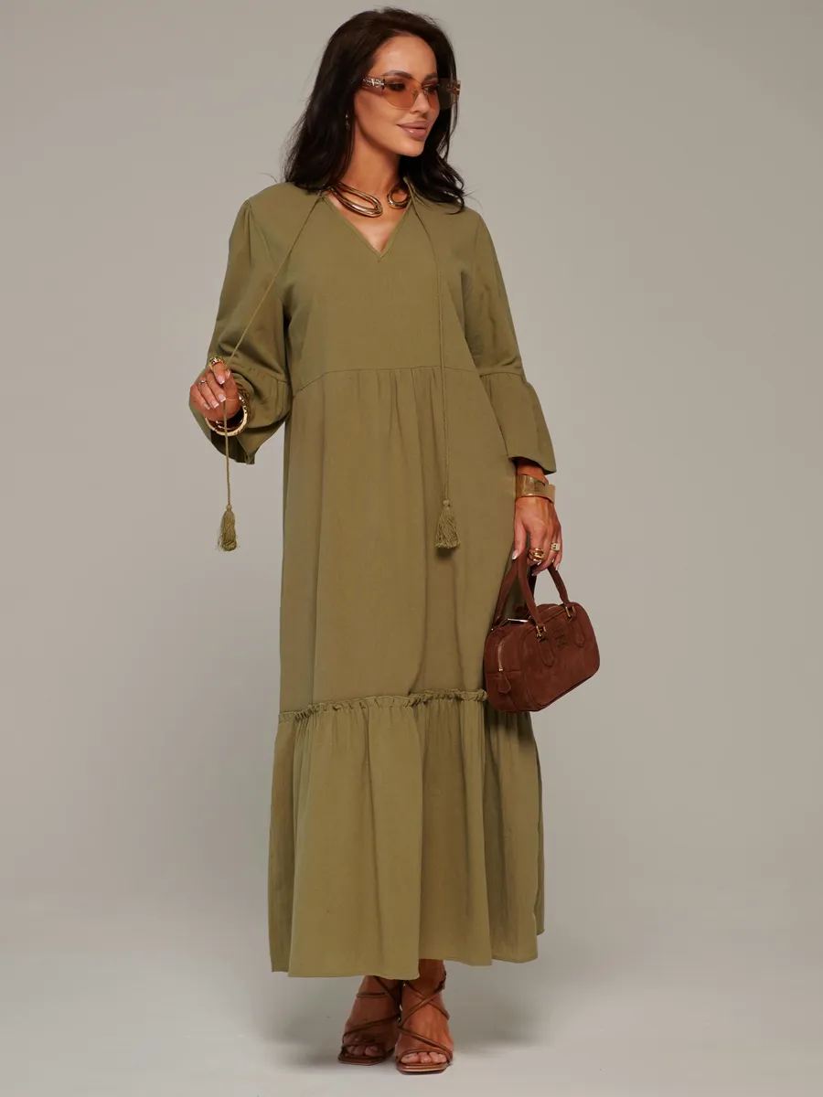 Летнее длинное платье макси в стиле бохо