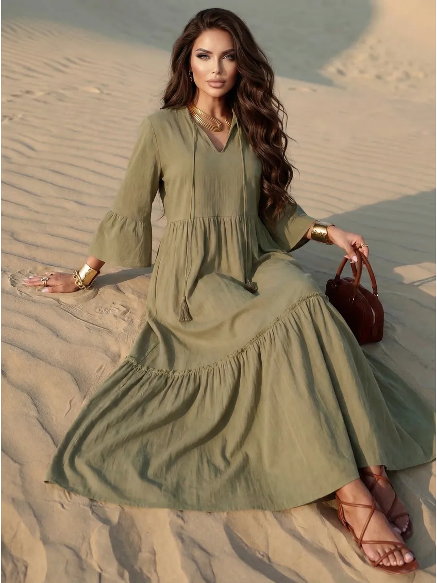 Летнее длинное платье макси в стиле бохо