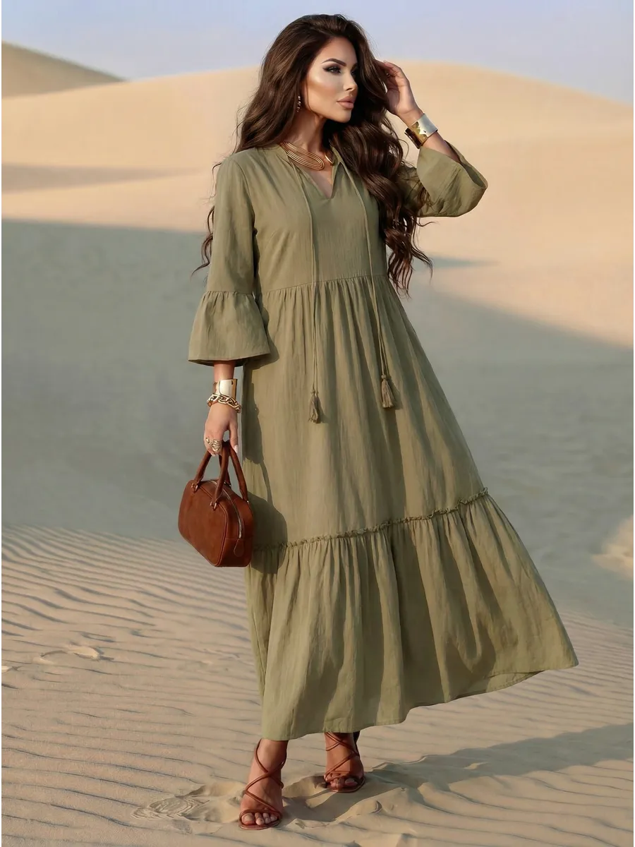 Летнее длинное платье макси в стиле бохо